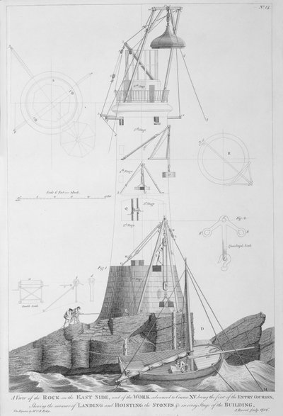 Edystone Lighthouse engraved by John Record, 1786 by Henry Winstanley
